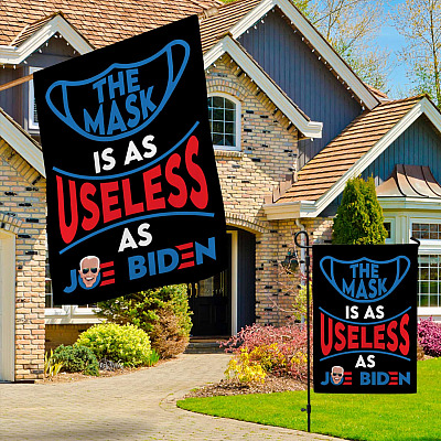 Alternative view of The Mask Is As Useless As Joe Biden No Face Mask Flag - Biden Not My President Garden Flag - House Flag