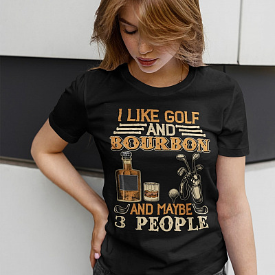Alternative view of I Like Golf And Bourbon And Maybe 3 People T-Shirt - V-Neck Shirt