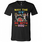 May The 1/4 Be With You F Gifts, Black, V-Neck T-Shirt