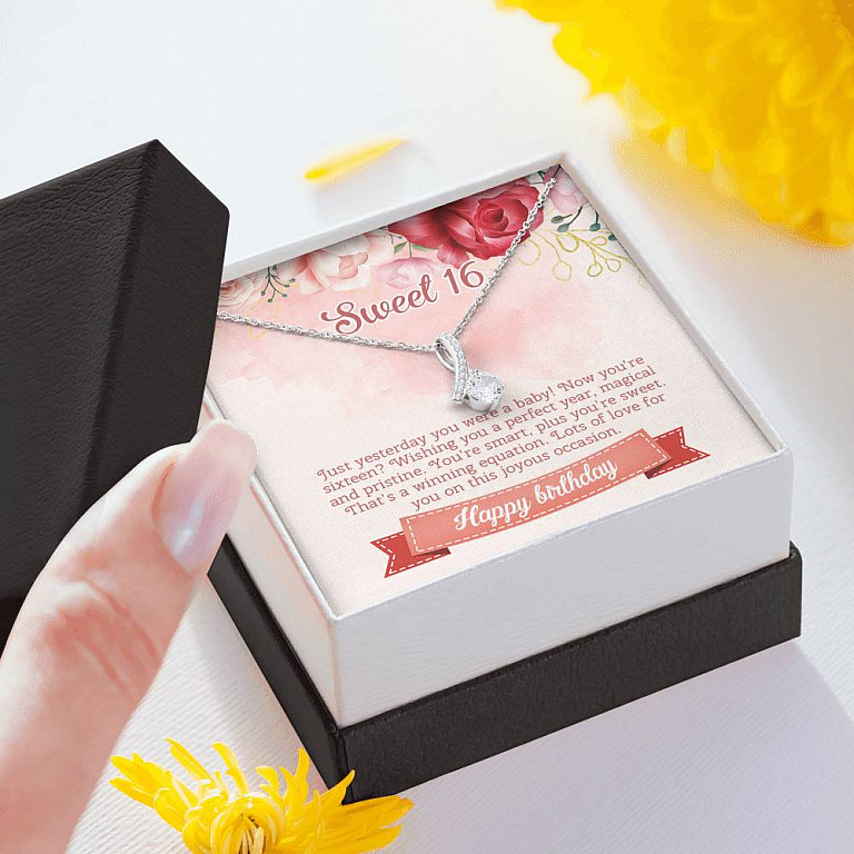 Sweet 16 Happy Birthday Alluring Beauty Necklace - Sweet Sixteen 16th Birthday Necklace - Birthday Jewelry