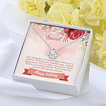 Sweet 16 Happy Birthday Love Knot Necklace - Sweet Sixteen 16th Birthday Necklace - Birthday Jewelry Gifts