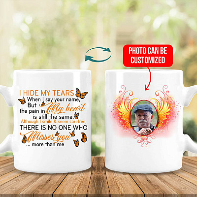 Personalized Photo I Hide My Tears When I Say Your Name Mug - Beer Stein - Water Bottle - Color Changing Mug