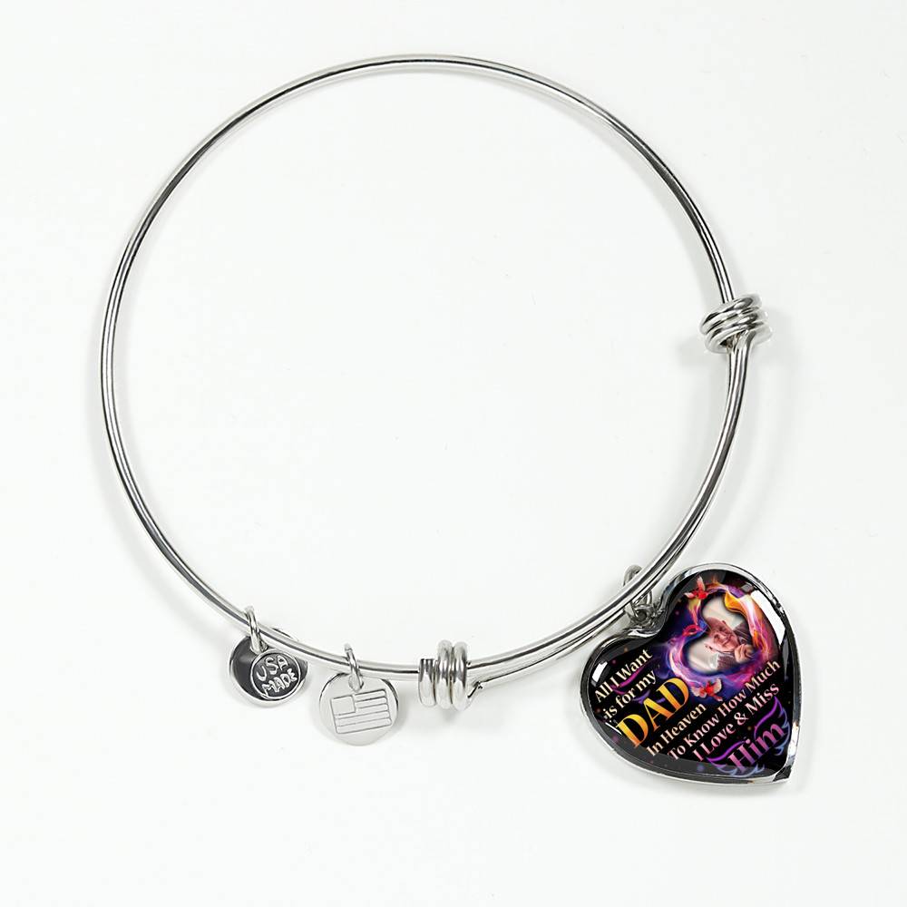 Personalized Photo All I Want Is For My Dad In Heaven I Love And Miss Him Hearts Pendant Necklace - Memorial Dad Necklace Personalized Photo All I Want Is For My Dad In Heaven I Love And Miss Him Hearts Pendant Necklace - Memorial Dad Necklace