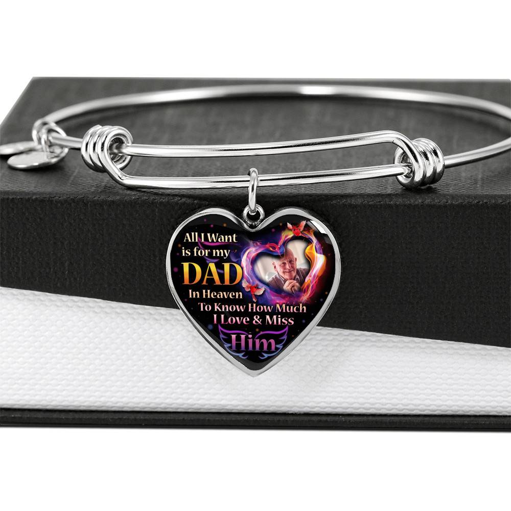 Personalized Photo All I Want Is For My Dad In Heaven I Love And Miss Him Hearts Pendant Necklace - Memorial Dad Necklace Personalized Photo All I Want Is For My Dad In Heaven I Love And Miss Him Hearts Pendant Necklace - Memorial Dad Necklace