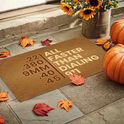 Alternative view of All Faster Than Dialing 911 Doormat - Indoor Outdoor Doormat