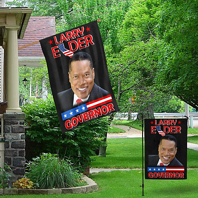 Alternative view of Larry Elder Governor Decorative Garden Flag - Indoor Outdoor Flag - House Flag