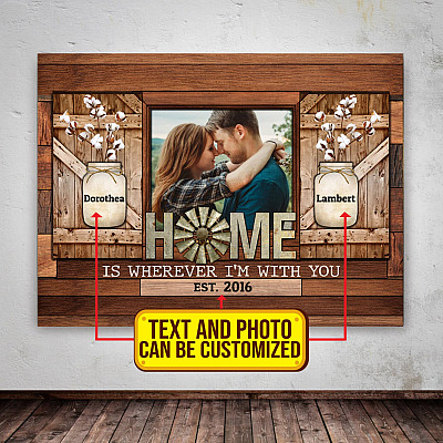 Personalized Photo Home Is Wherever I'm With You Framed Canvas - Unframed Poster - Wedding Anniversary Gift