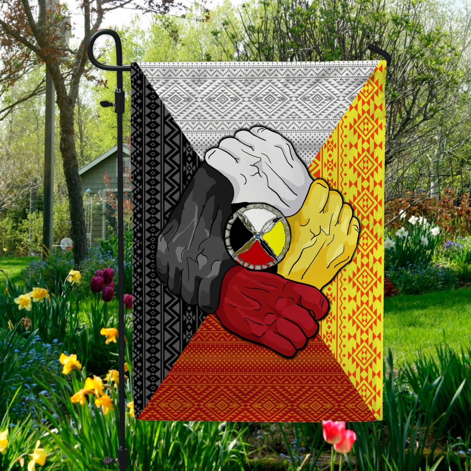 4BN. Hands Together 30x40 Garden Flag Mockup 5