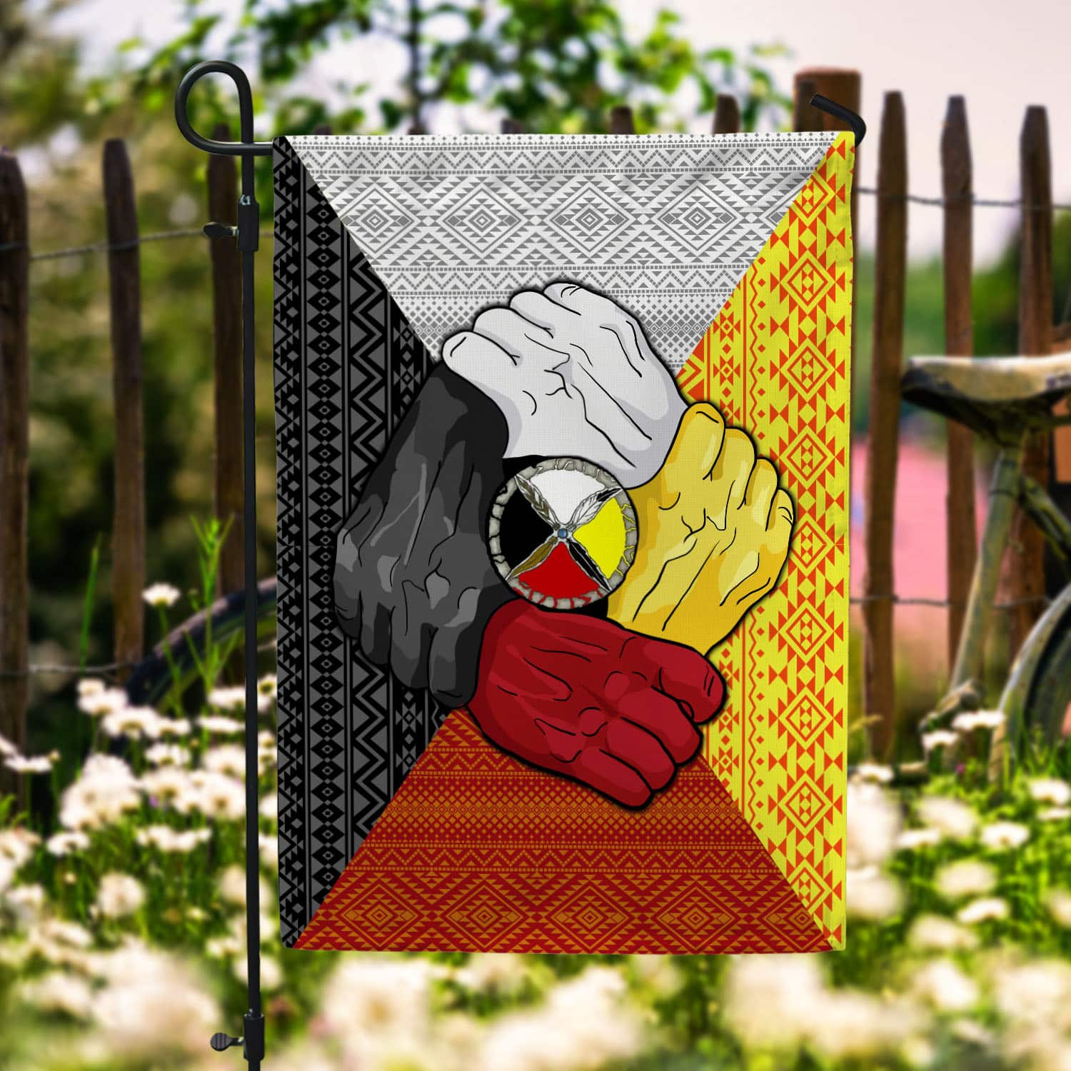 4BN. Hands Together 30x40 Garden Flag Mockup 6