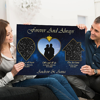 Alternative view of The Night Sky Story Of Us Personalized Couple Photo Star Map Canvas Poster - Custom Name Couple Anniversary Gifts Star Map Wall Art