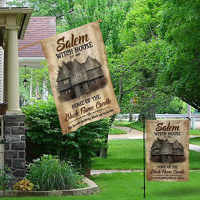 Alternative view of Salem Witches House Est 1692 Home Of The Black Flame Candle Decorative Garden Flag - House Flag