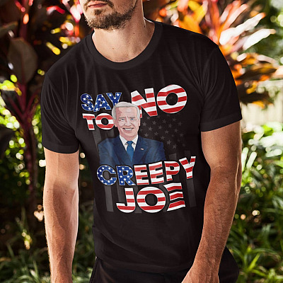 Alternative view of Say No To Creepy Biden T-Shirt - Biden Is Not My President V-Neck Tee