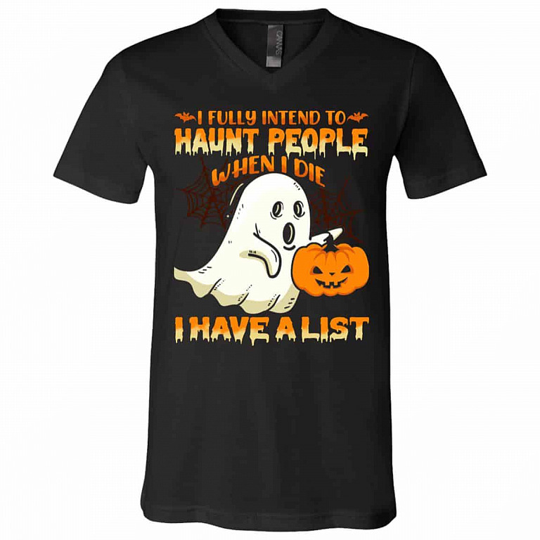haunt, Black, V-Neck T-Shirt
