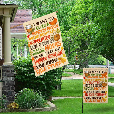 Alternative view of I Want To Go On A Pumpkin Patch Fall Stuff Flag - Thanksgiving Garden Flag - House Flag - Wall Flag