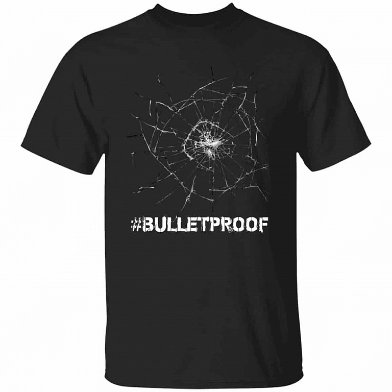 BulletProof Broken Glass Funny T-Shirt, Black, Unisex T-Shirt