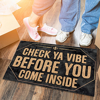 Alternative view of Check Ya Vibe Before You Come Inside Check Ya Vibe Doormat Funny Welcome Rug Entrance Decorative Doormat