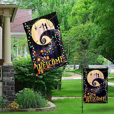 Alternative view of Welcome Halloween Before Christmas Garden Flag - House Flag - Sally Jack Flag