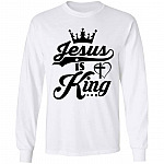 Jesus Is My King Hoodie, White, Long Sleeve