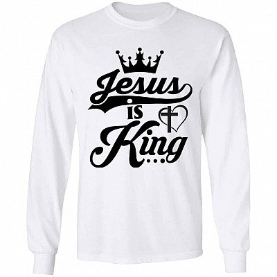 Jesus Is My King Hoodie, White, Long Sleeve