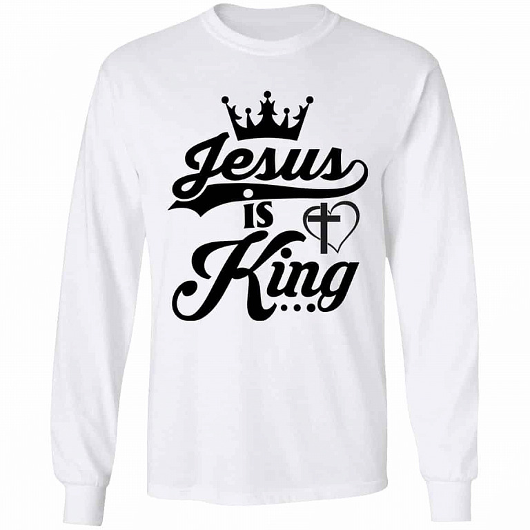Jesus Is My King Hoodie, White, Long Sleeve