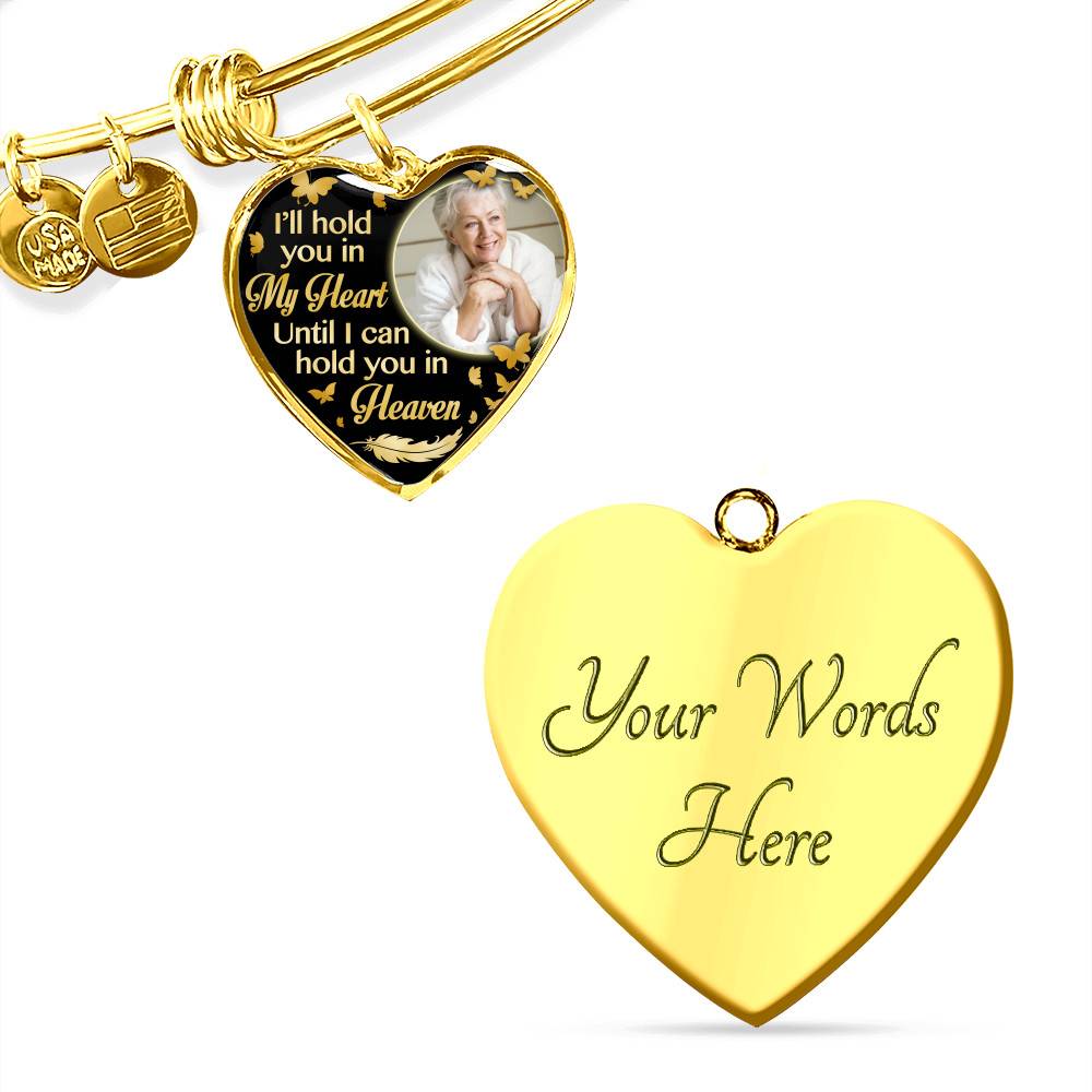 Custom Photo I'll Hold You In My Heart Until I Can Hold You In Heaven Feather Butterfly Memorial Heart Pendant Necklace Custom Photo I'll Hold You In My Heart Until I Can Hold You In Heaven Feather Butterfly Memorial Heart Pendant Necklace