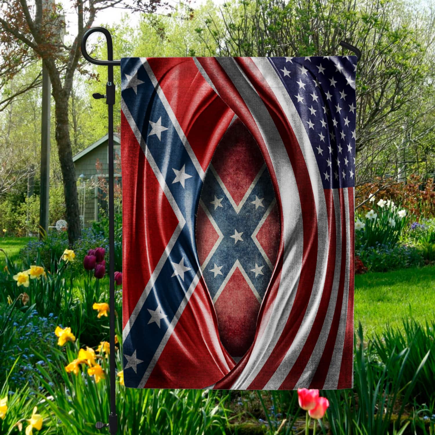 7VT. Us Confederate Flag Garden Flag Mockup 5