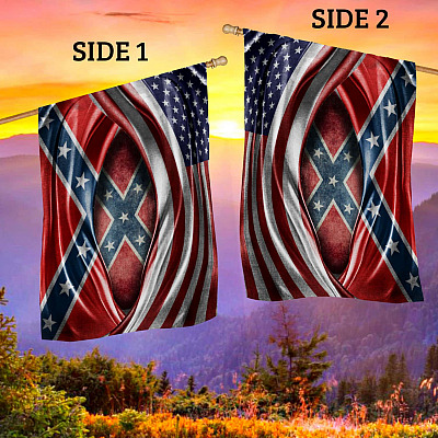 Alternative view of Half American Flag Half Confederate Outdoor House Flag - Home Garden Flag - Confederate States Of America Flag