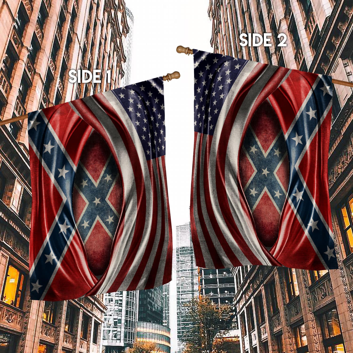 7VT. Us Confederate Flag House Flag Mockup 2 Side-1