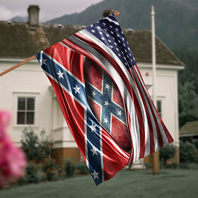 Half American Flag Half Confederate Outdoor House Flag - Home Garden Flag - Confederate States Of America Flag