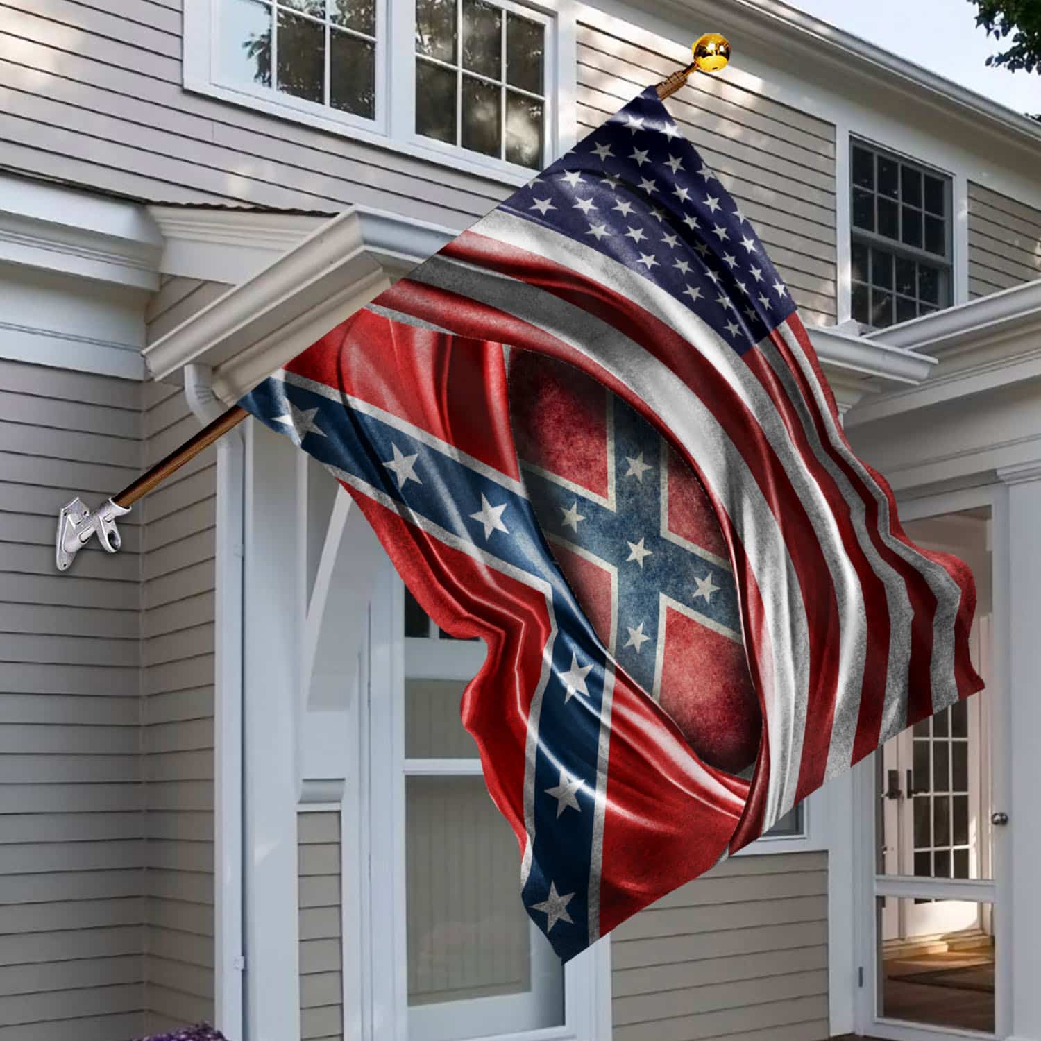 7VT. Us Confederate Flag House Flag Mockup 6