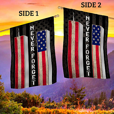Alternative view of Never Forget September 11th 2001 American Outdoor House Flag - 9 11 Memorial Home Garden Flag