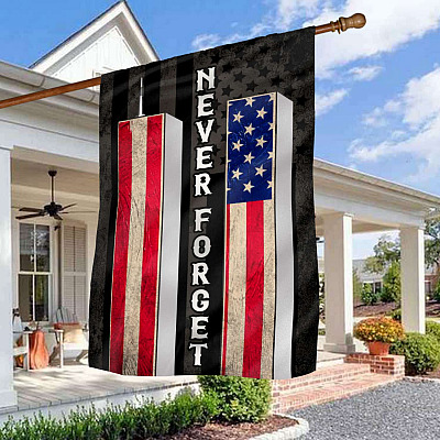 Never Forget September 11th 2001 American Outdoor House Flag - 9 11 Memorial Home Garden Flag