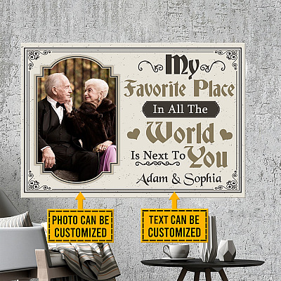 Alternative view of Personalized Photo My Favorite Place In All The World Is Next To You Couple Framed Canvas Prints - Unframed Poster