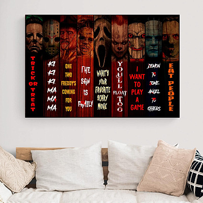 Classic Horror Movie Characters Framed Canvas Prints - Old Scary Movies Halloween Unframed Poster
