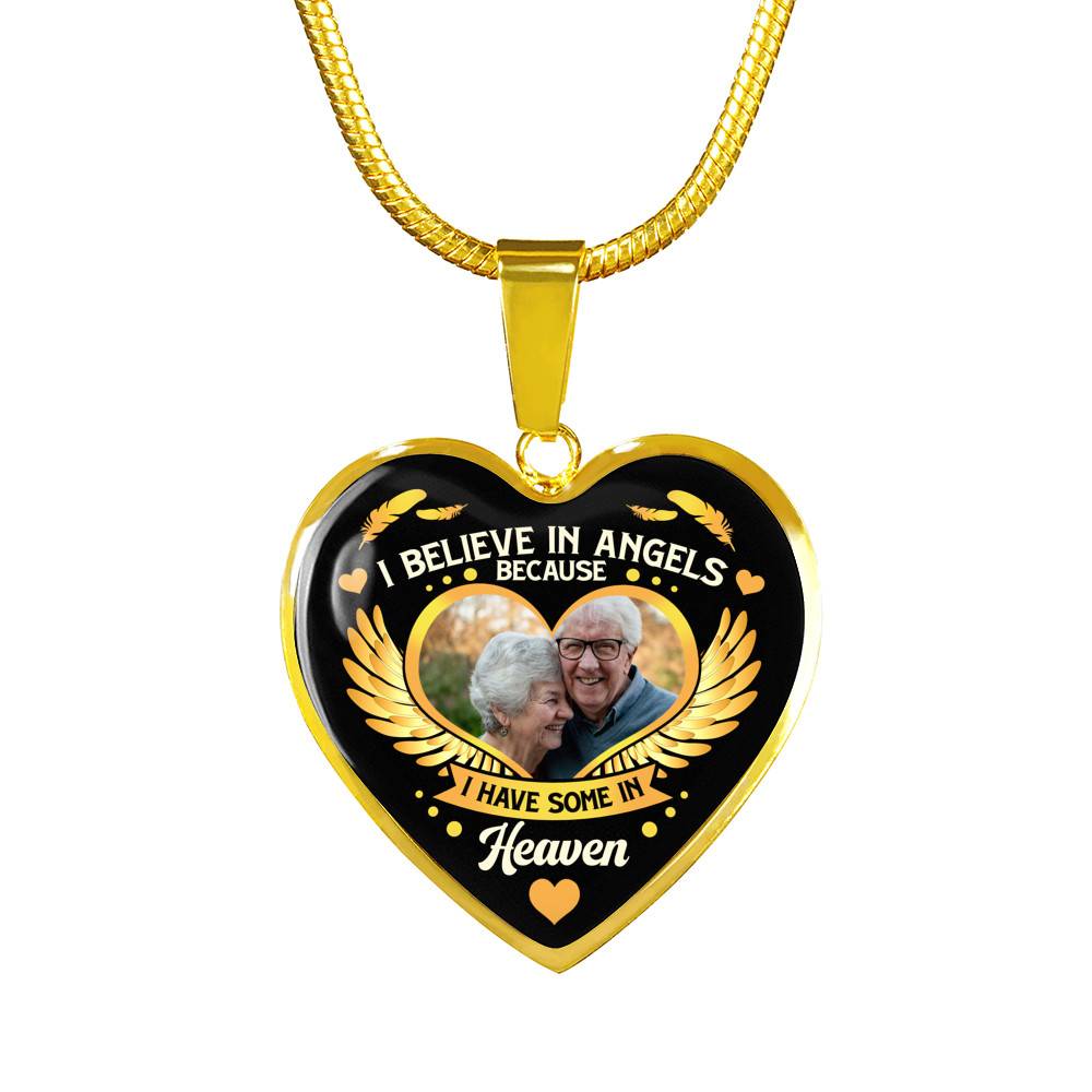 I Believe in Angels Because I Have Some in Heaven Personalized Photo Heart Pendant Necklace I Believe in Angels Because I Have Some in Heaven Personalized Photo Heart Pendant Necklace