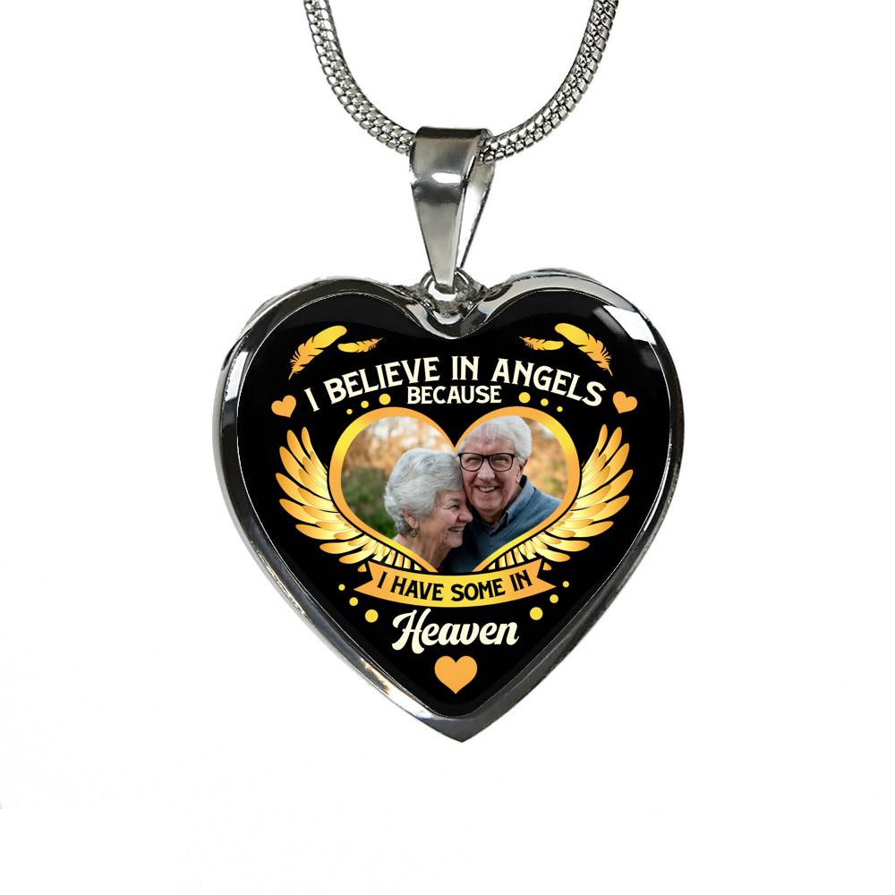 I Believe in Angels Because I Have Some in Heaven Personalized Photo Heart Pendant Necklace I Believe in Angels Because I Have Some in Heaven Personalized Photo Heart Pendant Necklace