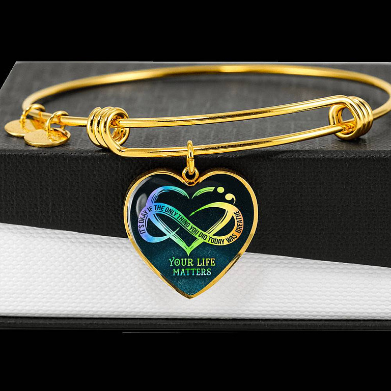 It's Okay If The Only Thing You Do Today Is Breathe Your Life Matters Heart Pendant Necklace - Suicide Awareness Gift