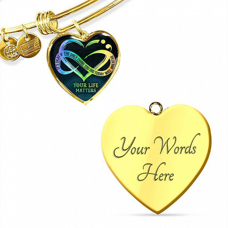 It's Okay If The Only Thing You Do Today Is Breathe Your Life Matters Heart Pendant Necklace - Suicide Awareness Gift