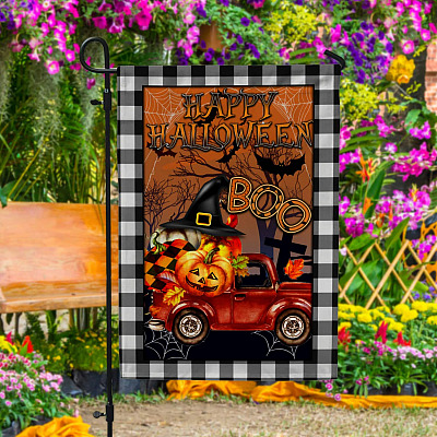 Happy Halloween Boo Outdoor Garden Flag - House Flag - Wall Flag