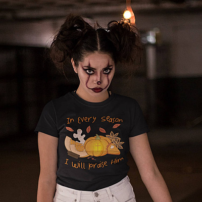 Alternative view of In Every Season I Will Praise Him Pumpkin T-Shirt