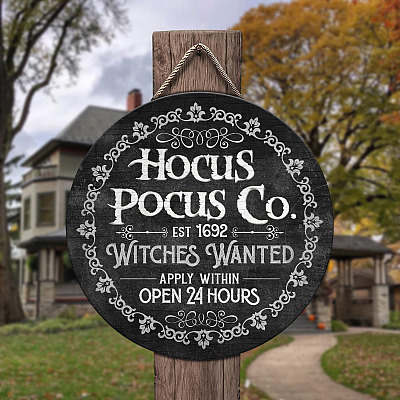 Alternative view of Hocus Pocus Co Witches Wanted Apply Within 24 Hours Door Sign - Halloween Three Witches Home Decoration - Halloween Gifts