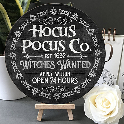 Hocus Pocus Co Witches Wanted Apply Within 24 Hours Door Sign - Halloween Three Witches Home Decoration - Halloween Gifts