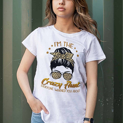 Alternative view of I'm The Crazy Aunt Everyone Warned You About T-Shirt - Messy Bun Aunt Life V-Neck Shirt