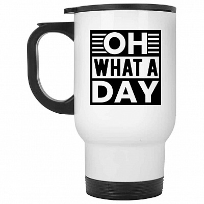 14 oz. White Travel Mug