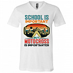 school, White, V-Neck T-Shirt