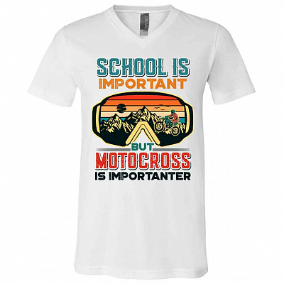 school, White, V-Neck T-Shirt