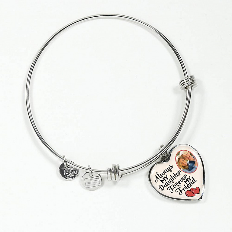 Personalized Photo Always My Daughter Forever My Friend Heart Pendant Necklace