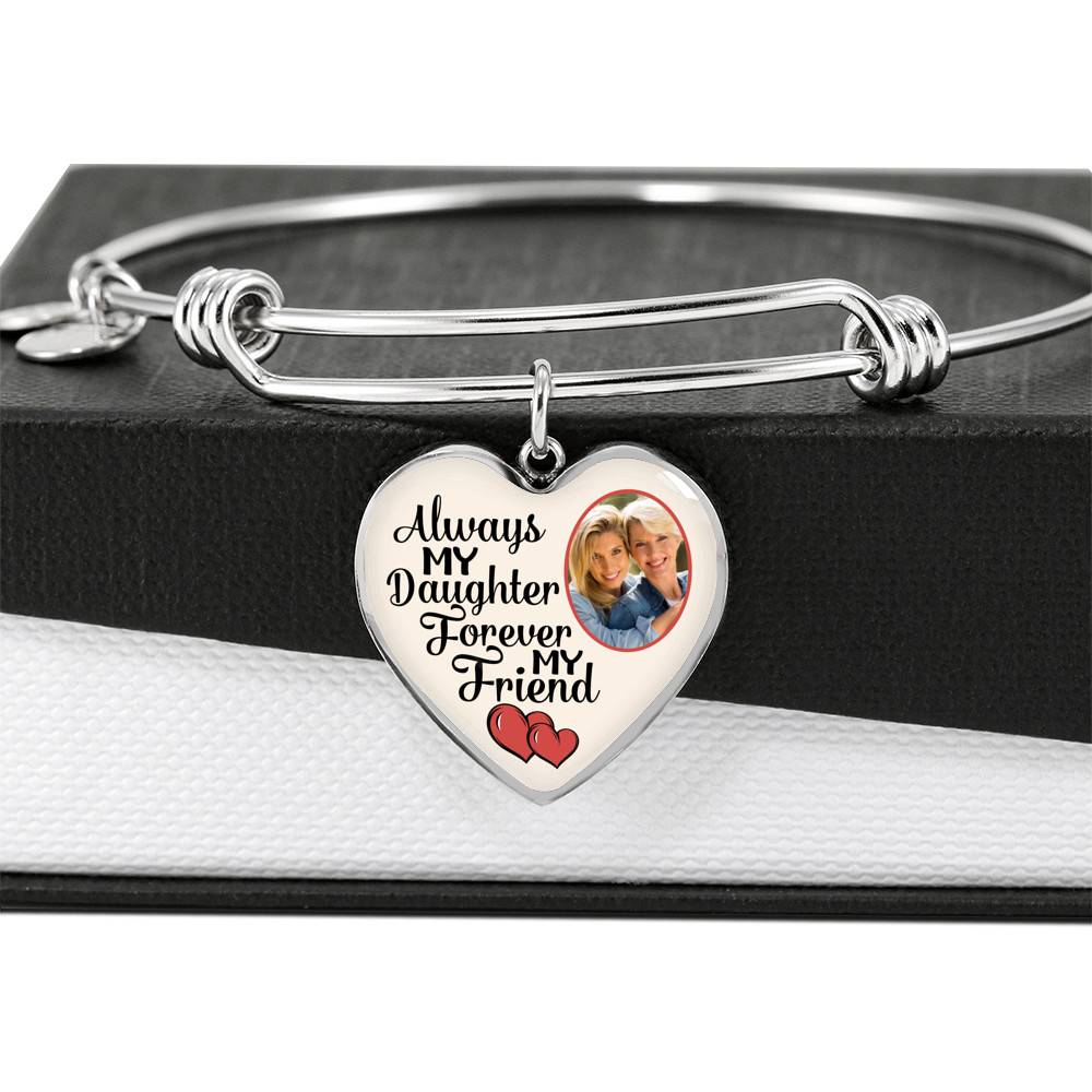 Personalized Photo Always My Daughter Forever My Friend Heart Pendant Necklace Personalized Photo Always My Daughter Forever My Friend Heart Pendant Necklace