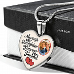 Personalized Photo Always My Daughter Forever My Friend Heart Pendant Necklace