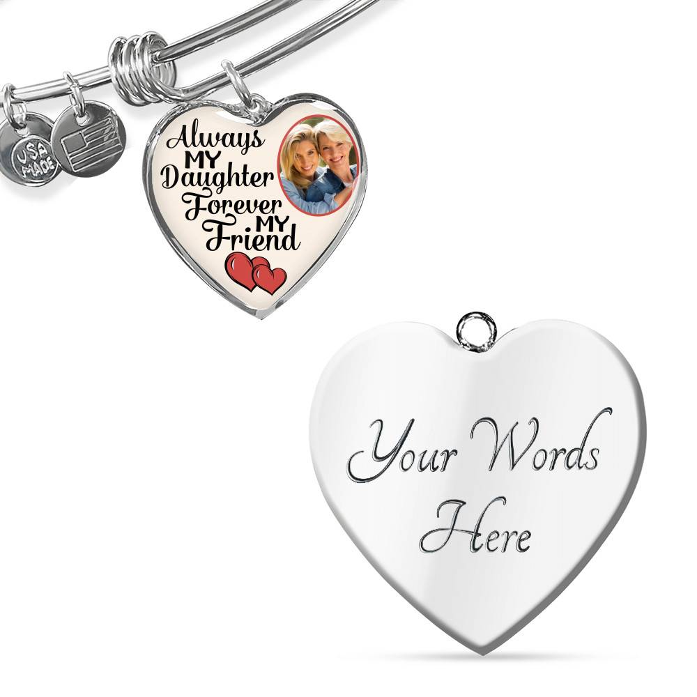 Personalized Photo Always My Daughter Forever My Friend Heart Pendant Necklace Personalized Photo Always My Daughter Forever My Friend Heart Pendant Necklace